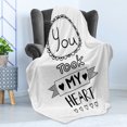 thumbnail image 4 of Saying Soft Flannel Fleece Throw Blanket, Typographic Style Lettering You Took My Heart with Hand Drawn Ornamental, Cozy Plush for Indoor and Outdoor Use, 50" x 60", Black White, by Ambesonne, 4 of 5