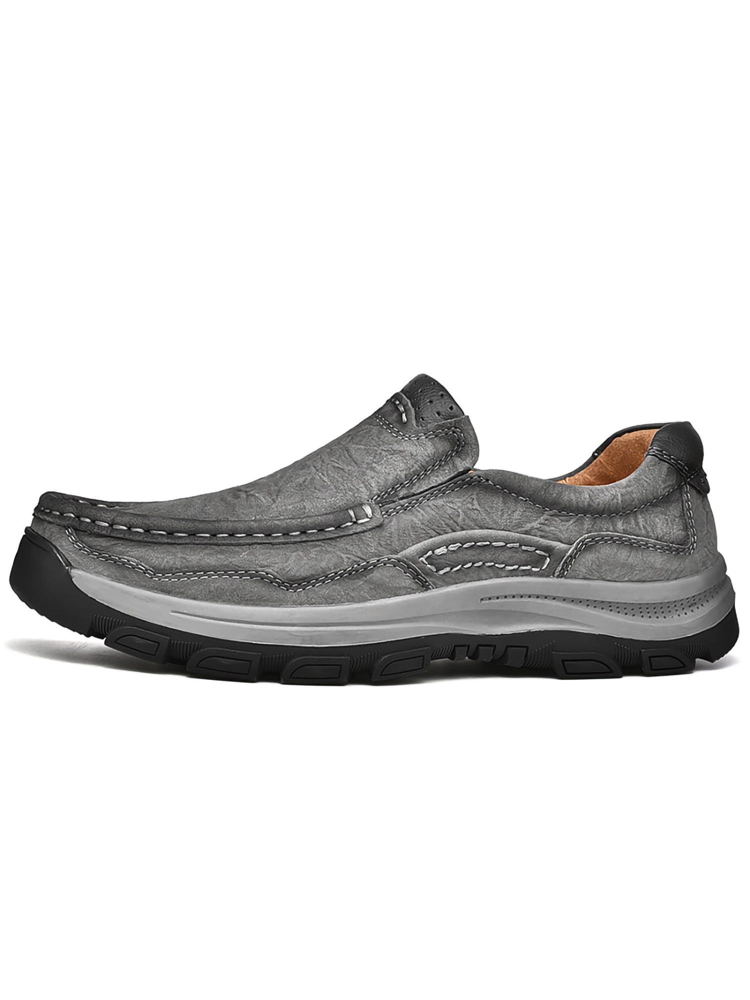 Lumento Mens Loafers Driving Flats On Casual Shoes Rugged Moccasin Walking Wide Comfort Boat Shoe Gray 9.5 -
