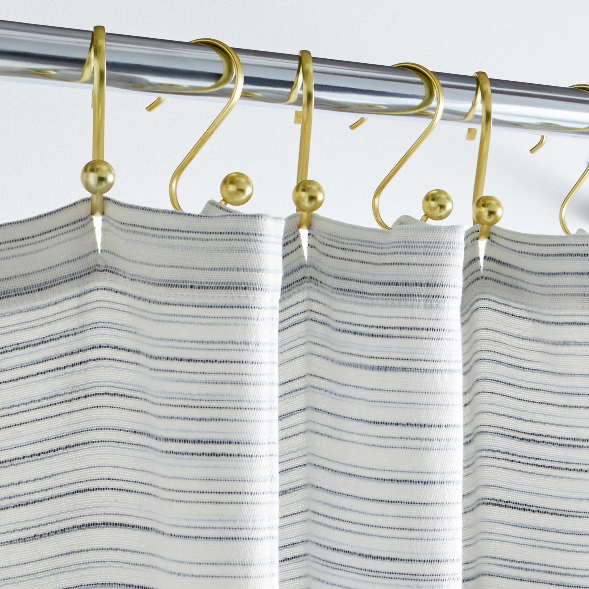 Better Homes & Gardens Mélange Stripe Shower Curtain, Blue, 64% BCI Cotton/36% Recycled Polyester, 72W x 72L, 1 Piece