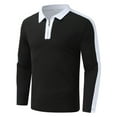 thumbnail image 4 of Outfmvch polo shirts for men Casual Splice Zipper Turn-Down Collar Long Sleeve Polos Shirt womens tops White, 4 of 9