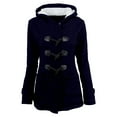 thumbnail image 1 of Winter Coats For Women Solid Color Horn Buttons Cardigan Padded Hooded Coat Jacket Overcoat, 1 of 4