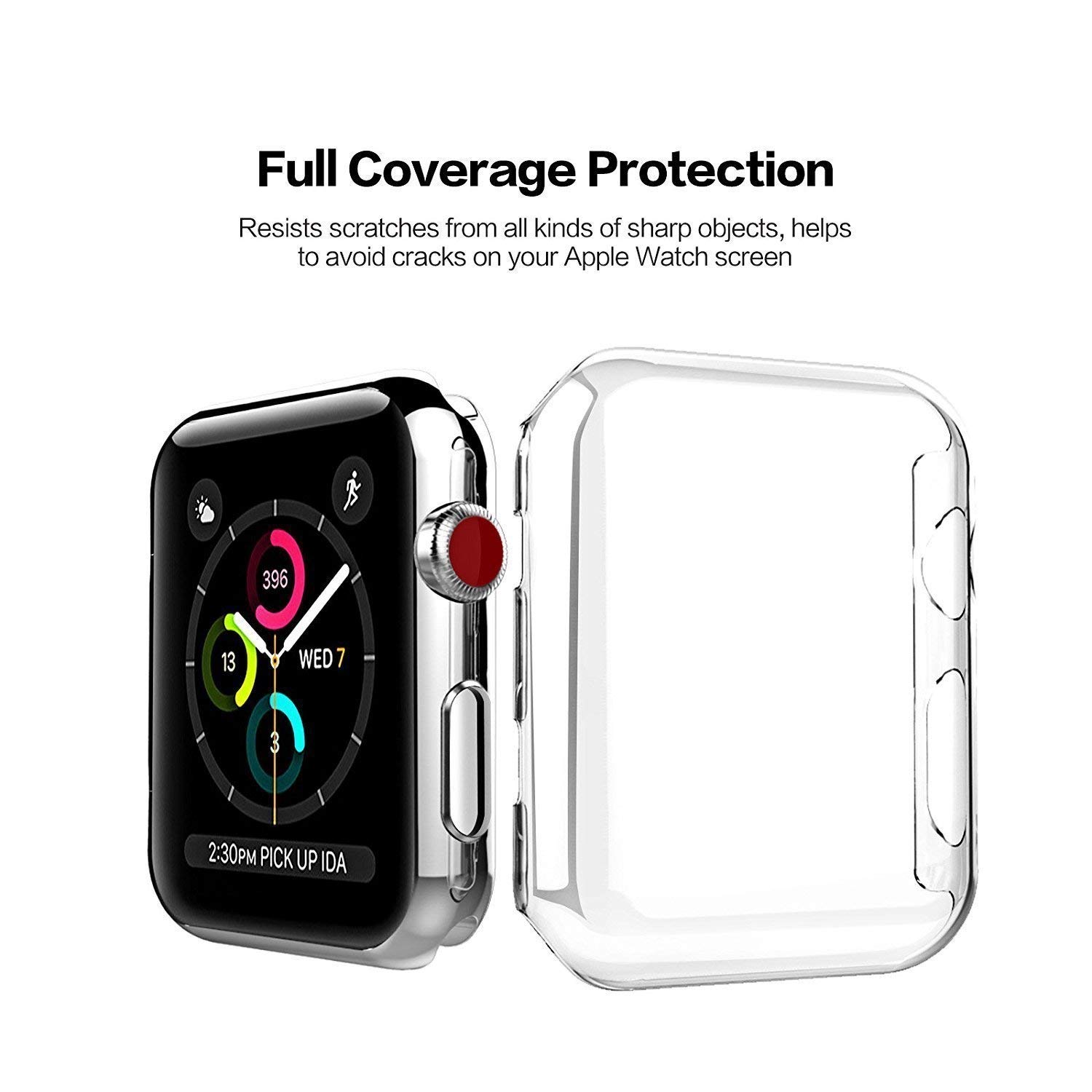 Series 4/5/6/SE Apple Watch Replacement Bands 44mm w/Full Body Clear Hard Case Screen Protector, Soft Silicone Wristband for iWatch Apple Watch Series 5/6 44mm - Black - image 4 of 4