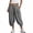 Gray, variant on Womens Linen Blend Cropped Harem Pants Cross Elastic Waist Casual Summer Trousers with Elastic Cuffs