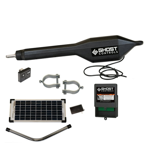 Ghost Controls® TSS1XP Heavy-Duty Solar Automatic Gate Opener Kit for Driveway Swing Gates with Long-Range Solar Gate Opener Remote