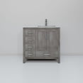 thumbnail image 4 of Jacques 36 in W Right Offset Distressed Grey Bath Vanity, Carrara Marble Top, & Faucet Set, 4 of 9