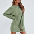 thumbnail image 4 of DHFJKG Womens Sweaters Dress Solid Color Round Neck Long Sleeve Loose Fit Mini Dress Casual Soft Dresses, 4 of 7