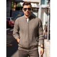 thumbnail image 5 of COOFANDY Men's Full Zip Cardigan Sweater Slim Fit Cotton Cable Knitted Zip Up Sweater with Pockets, 5 of 6
