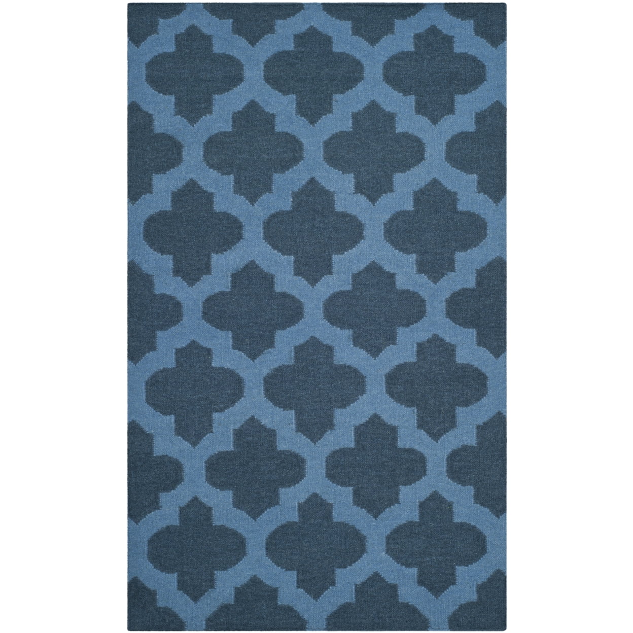 SAFAVIEH Dhurrie Watson Geometric Moroccan Wool Area Rug, Ink, 6' x 6' Square