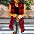 thumbnail image 3 of TGSLY Women's Plaid Long Vest Jacket Lightweight Collared Button Down Open Layering Gilet Dressy Casual Sleeveless Cardigan Coat L, 3 of 6