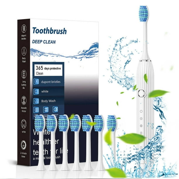 Electrodomésticos Cepillo de dientes Cepillo de dientes con 8 cabezales 6 modos de limpieza Resistente al agua IPX7 Cepillo de dientes a prueba de agua Nuevo cepillo eléctrico