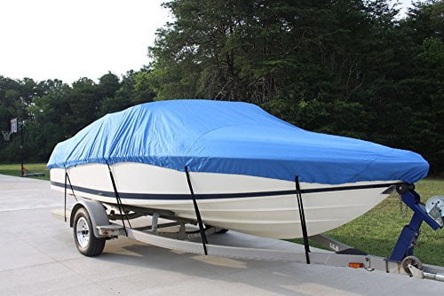 New VORTEX 5 YEAR CANVAS HEAVY DUTY BLUE VHULL FISH SKI RUNABOUT COVER FOR 20 to 21 to 22' FT BOAT, IDEAL FOR 100"... by VORTEX DIRECT
