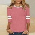 thumbnail image 2 of Womens Fashion Tees Tops Three Quarter Sleeve Color Block Crewneck Tunic 2025 Fall Outfits, 2 of 4