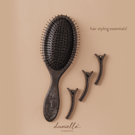 Danielle Creations Eco Natural Bristle Oval Paddle Detangling Hair Brush & Separating Clips