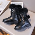 thumbnail image 6 of BXJX Girls Snow Boots, Zipper Fleece Lined Warm Outdoor Winter Shoots Black Size 1 Big Kids, 6 of 10