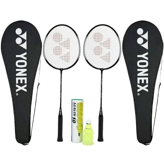 Yonex GR 303F Aluminum Strung Badminton Racquet, Grip Size - 4 Inches, Material - Aluminium Pack Of 2 Mavis 10, Yellow Shuttlecocks