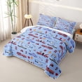 thumbnail image 3 of Castle Fairy Cartoon Construction Truck Twin Quilt Set,Cute Mountain Traffic Light Twin Coverlet Set for Bedroom,Red Purple, 3 of 5