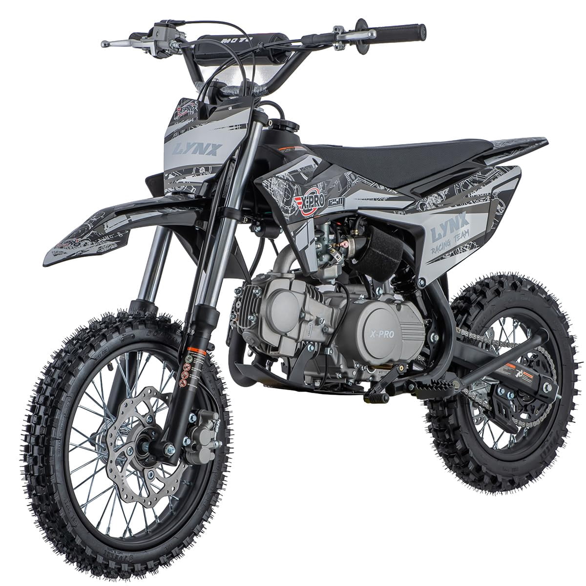 X-Pro Brand New 125cc Gas Pit Dirt Bike with 4-Speed Manual Transmission, Kick Start, 14"/12" Tires!