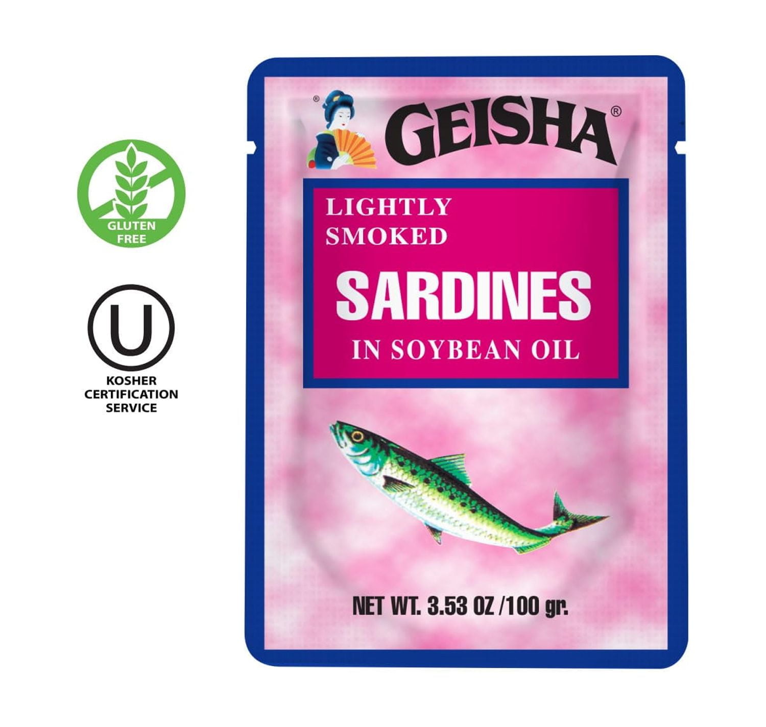 GEISHA Lightly Smoked Sardines in Soybean Oil 3.53oz (Pack of 24), Sardines| HALAL & Kosher Certified – Gluten Free – Wild Caught – Good Source of Protein