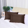 thumbnail image 5 of PiccoCasa 4Pcs  Silky Satin Pillowcases Zippered Pillow Covers King Brown, 5 of 7