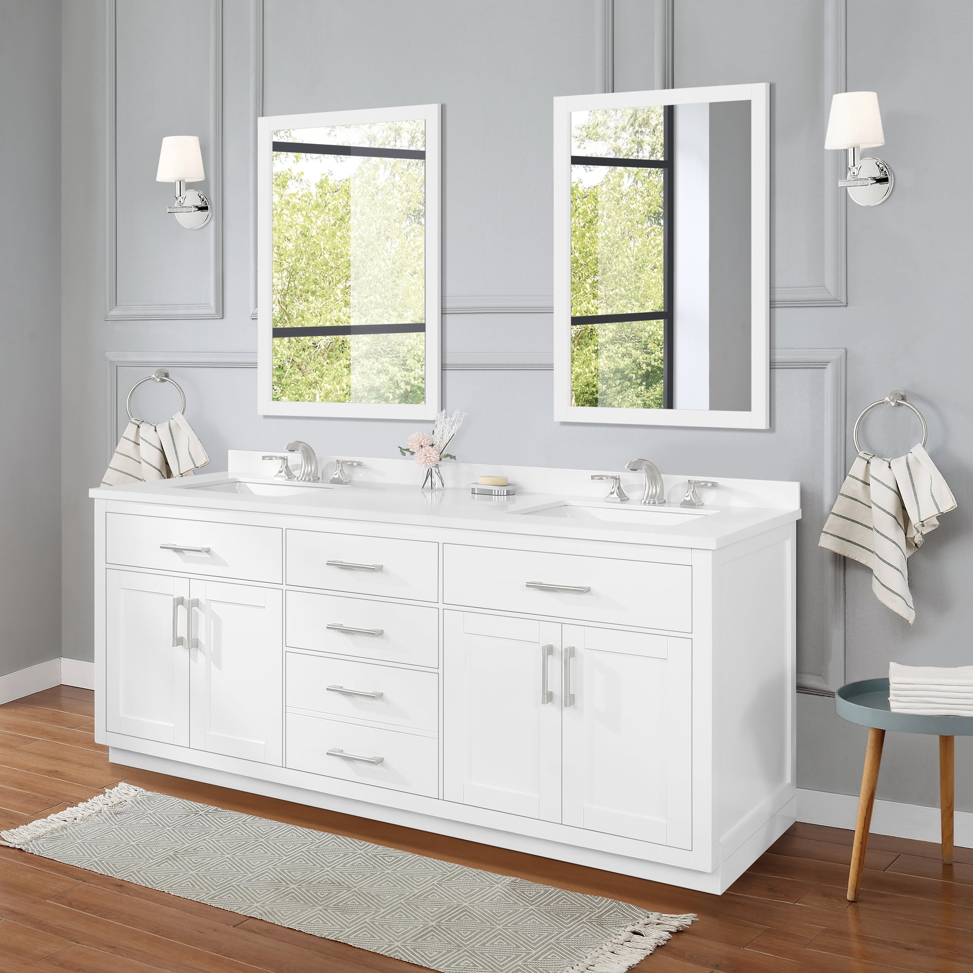 Ove Decors Bailey 72 W x 22" D Freestanding Bathroom Vanity with Double Sink, Pure White