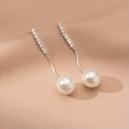 thumbnail image 3 of K-KED 925 Sterling Silver Pearl Crystal Drop Stud Earrings Womens Jewellery Gift New-GOLDEN, 3 of 6