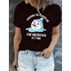 thumbnail image 1 of Creative English Melting Snowman Pattern Print Women'S Fashionable Round Neck Short Sleeve, Simple Casual Sports T-Shirt, Comfortable Summer Top for Women During Holidays., 1 of 6