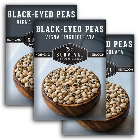 Black-Eyed Pea Seeds for Planting – Non-GMO Heirloom Full Sun Annual Vegetable (3 Packs)