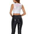 thumbnail image 3 of INSPIRE CHIC Women's Tank Tops Sleeveless Cut Out Clubwear Shiny Metallic Crop Tops M Holographic White, 3 of 6