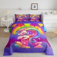 thumbnail image 2 of Manfei Kawaii Unicorn 3-Piece Full Size Comforter Sets,Personalized Initial Bedding Comforter Set,Gradient Rainbow Lightweight Bedding Sets,Super Cozy Animal Room Decorative,Reversible, 2 of 8