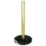 PandS Paper Towel Holder Free Standing Gold Metal with Black Marble Base