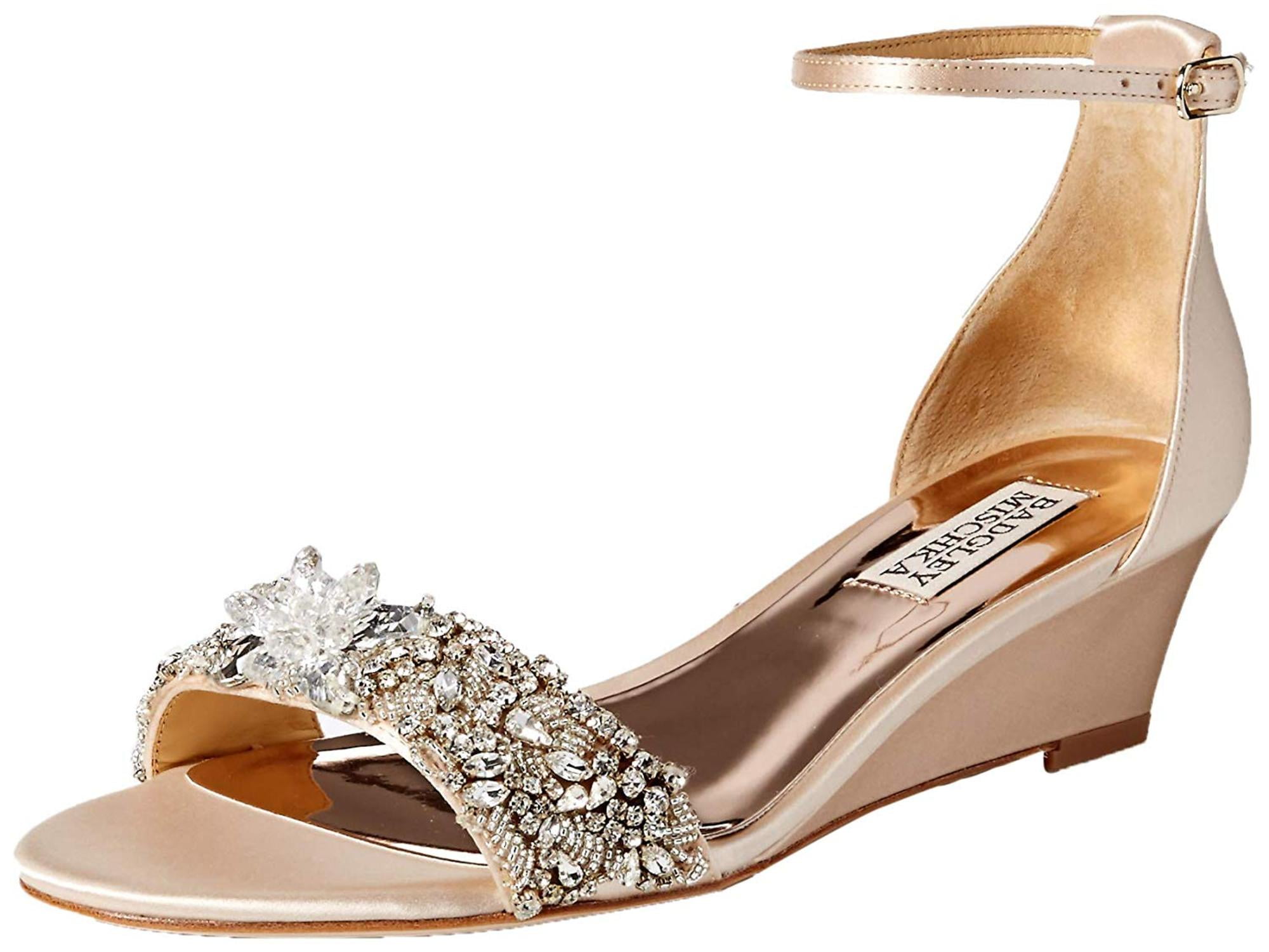 badgley mischka winter strappy wedge pump