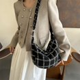 thumbnail image 4 of Bolso bandolera para mujer Bolso de hombro con patrón de cuadros Bolso de mano informal (negro), 4 of 6