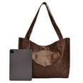 thumbnail image 3 of Leather Tote Bag Large Slouchy Bag Women Handbag Shoulder Bag Laptop Work Bag Daily Weekend Bag Gifts, 3 of 8