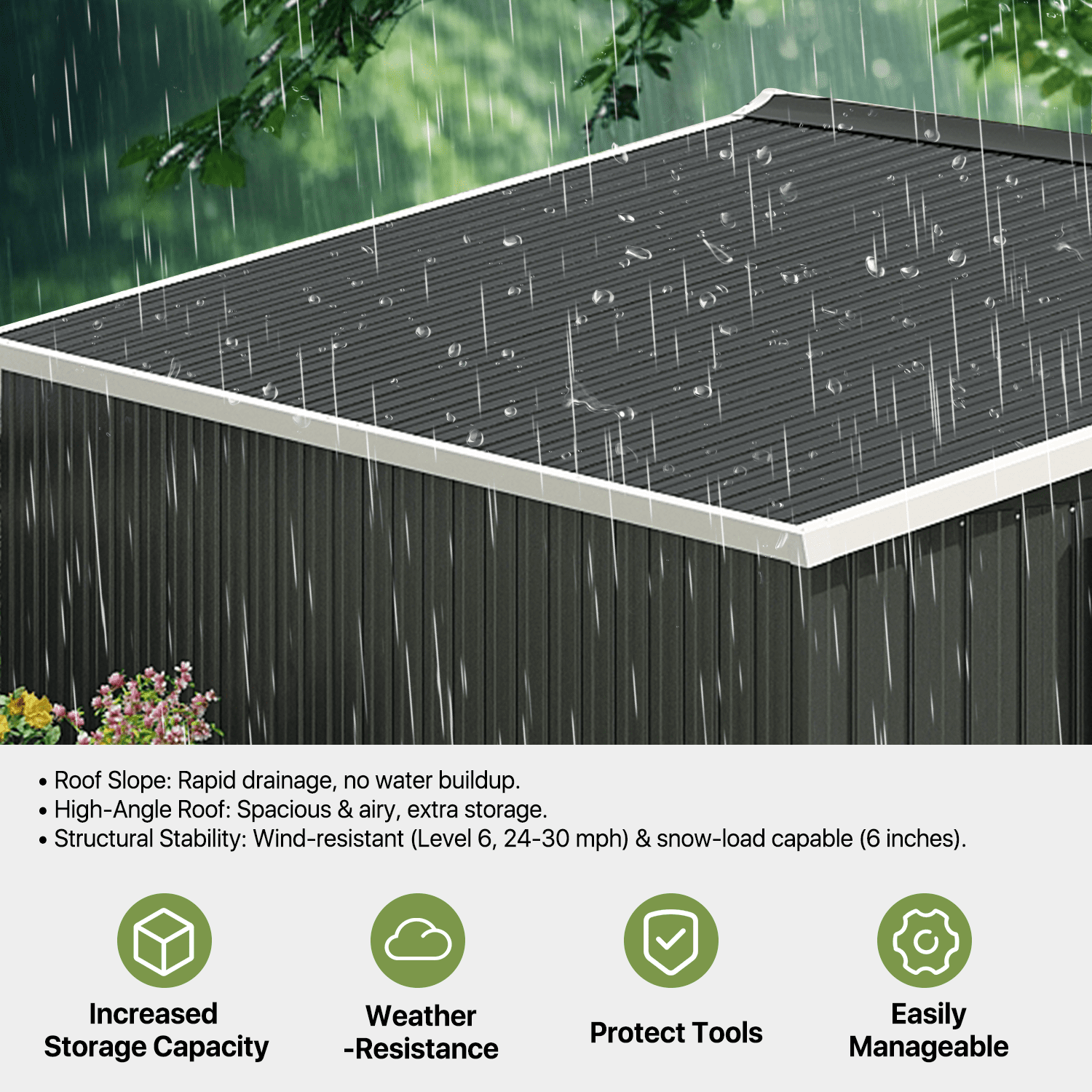 BaPiPro 6'x4' Outdoor Metal Shed - Shed and Outdoor Storage for Garden Tools/Bikes/Garden Equipment, Lockable Waterproof, Black