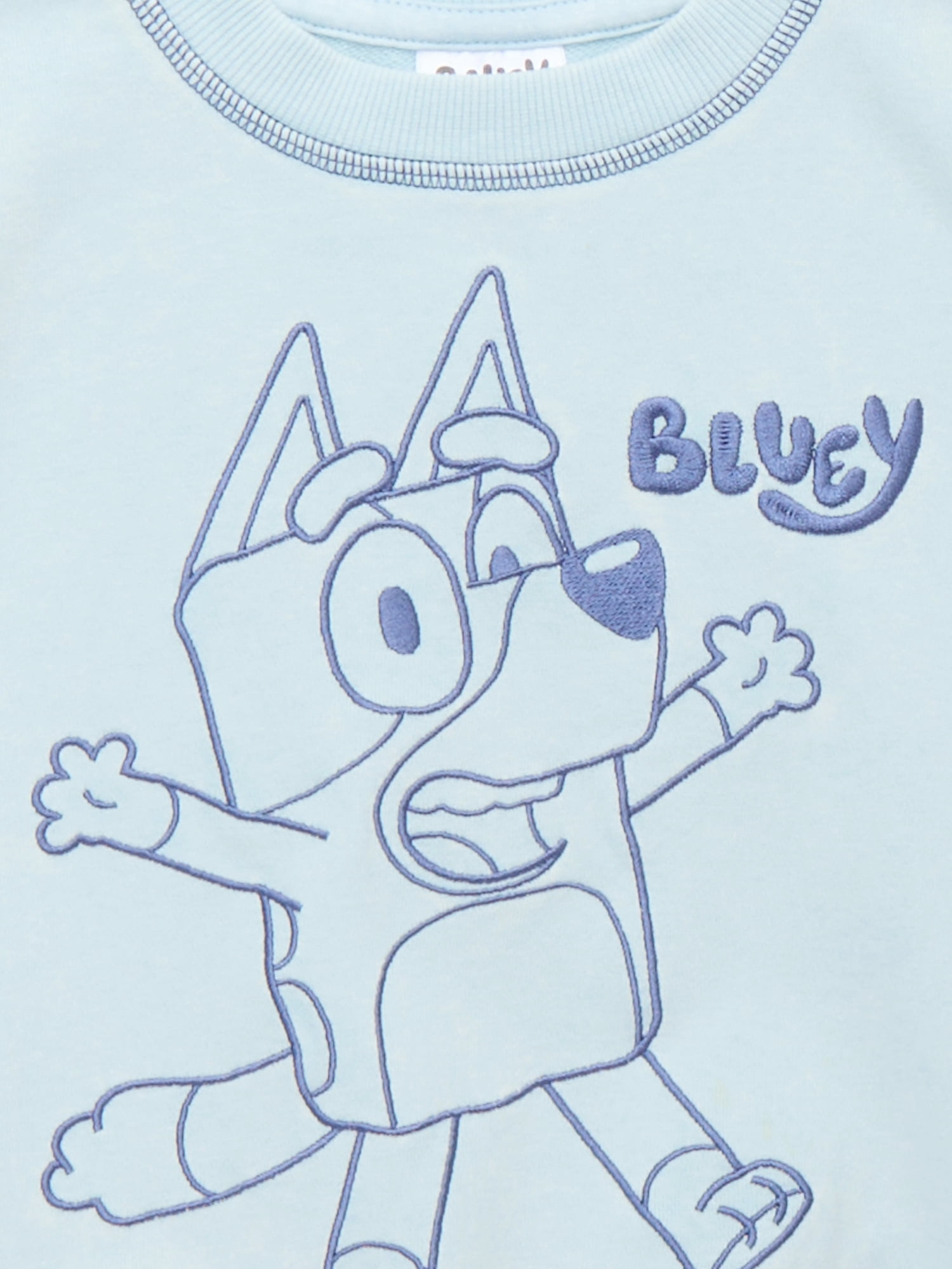 Bluey Toddler Boy Embroidered Graphic Short Sleeve Crewneck Sweatshirts, Sizes 12 Months- 5T