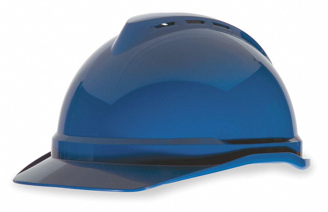 Blue MSA Advance Vented Hard Hat with Ratchet Suspension 