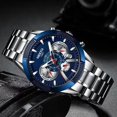 thumbnail image 1 of Reloj De Cuarzo Luminoso Con Cronógrafo De Lujo Nibosi Color del fondo Plateado/Azul, 1 of 8