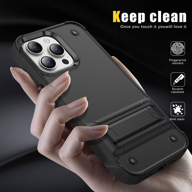For IPhone 16 Pro Max Case, Luxury Anti-falling Shockproof Hybrid Military Grade Cover W / Built-in Kickstand | Ultimate Drop Protection For IPhone 16