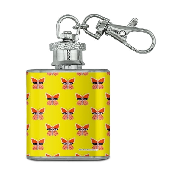 Butterfly Eyes Stainless Steel 1oz Mini Flask Key Chain