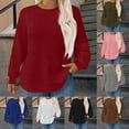 thumbnail image 1 of Yuyuzo Chandails Molletonnés Grande Taille pour Femmes Col Ras du Cou Texturé Chandails Surdimensionnés à Enfiler Hauts Automne Décontractés Manches Longues, 1 of 6