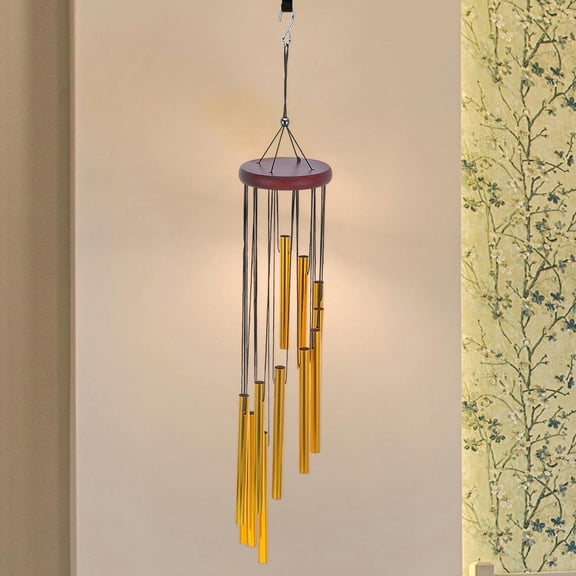 OUNONA  Aluminum Tube Wind Chimes Swinging Rustic Outdoors for outside Golden