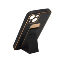 thumbnail image 3 of Funda innovadora para teléfono con marco de metal completo, cubierta protectora anticaída de cuero para teléfono con pulsera con soporte plegable para Iphone 13, color negro, 3 of 8