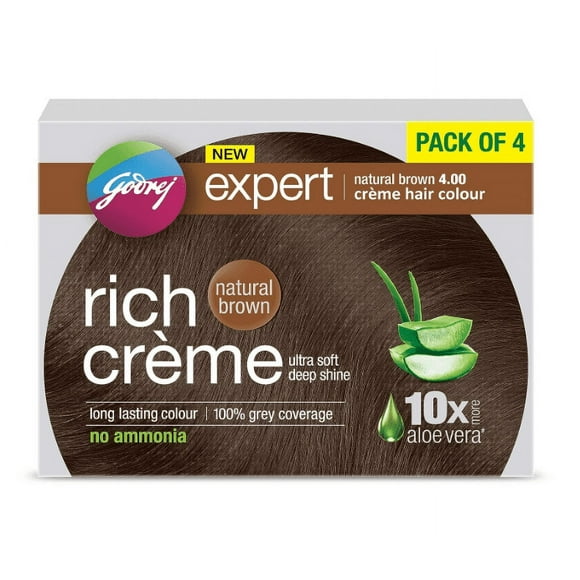Godrej Coloration Cheveux Brun Naturel (Lot de 4) - 40g