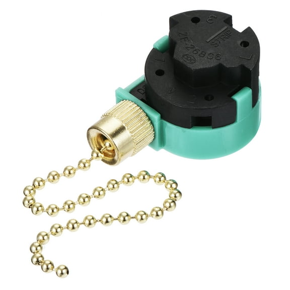 Uxcell Pull Chain Switch 3 Speed 4 Wire for Ceiling Fan Lamp Green Gold 3pack
