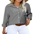 thumbnail image 1 of CHOK Blouse Tops pour Femmes Manches Longues Automne Rayé Imprimé Confortable Tops Chemises Décontractées Col Rabattu Léger Blouses avec Poches Bleu Ciel G, 1 of 3