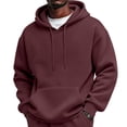 thumbnail image 2 of Fleece Hoodie Men Midweight Thick Gym Men's Fashion Hoodies & Sweatshirts Ribbed Cuffs Pullover with Pocket Wine 2XL, 2 of 8