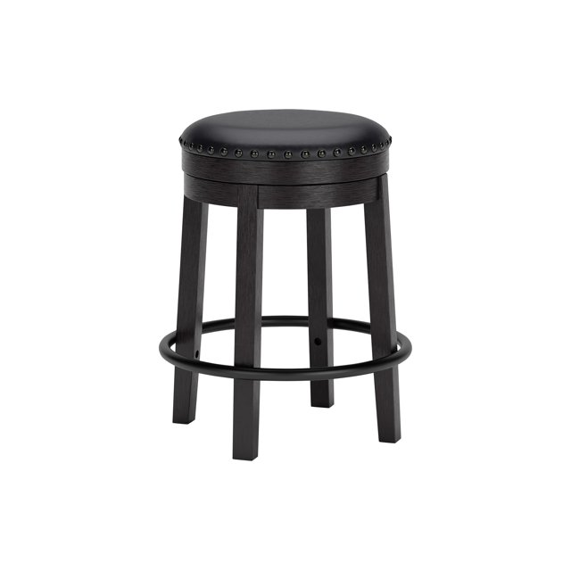 Taburete de bar con diseño exclusivo de Ashley Valebeck, piel sintética negra