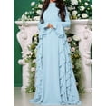 thumbnail image 4 of Women'S Bodycon Dresses Elegant Bell Sleeve Ruffle Hem Cocktail Party Long Dress Blue XL, 4 of 9