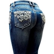 Jack David H&Y Womens Rhinestone Bootcut Stretchy Denim Jeans Pants