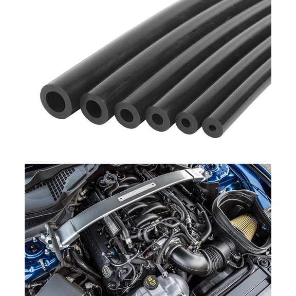 6PCS Vacuum Hose,5FT Automotive Silicone Hose,Car Accessories Vacuum Lines Automotive,1/8" 5/32" 3/16" 1/4" 5/16" 3/8" Automotive Vacuum Line Kit,Silicone Vacuum Tubing Hose for Air and Water